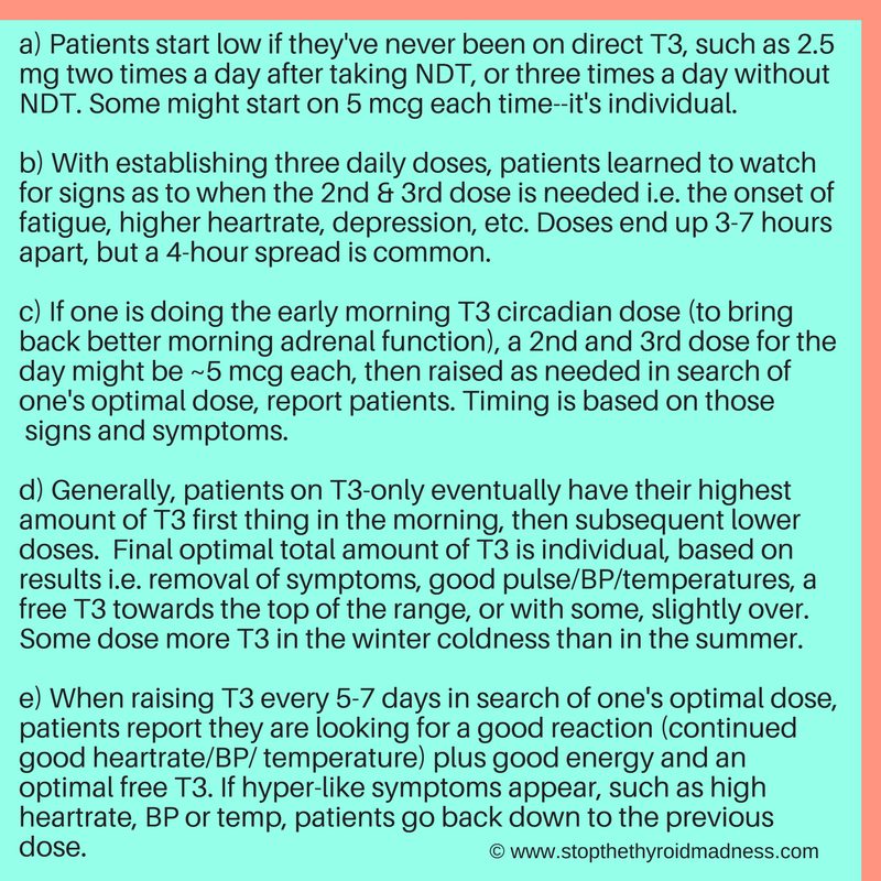 Dosing with T3-only (or with low-dose NDT, or the combination of T4/T3 ...